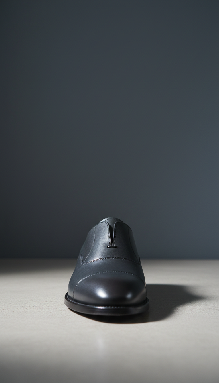 Dark slate gray leather shoe