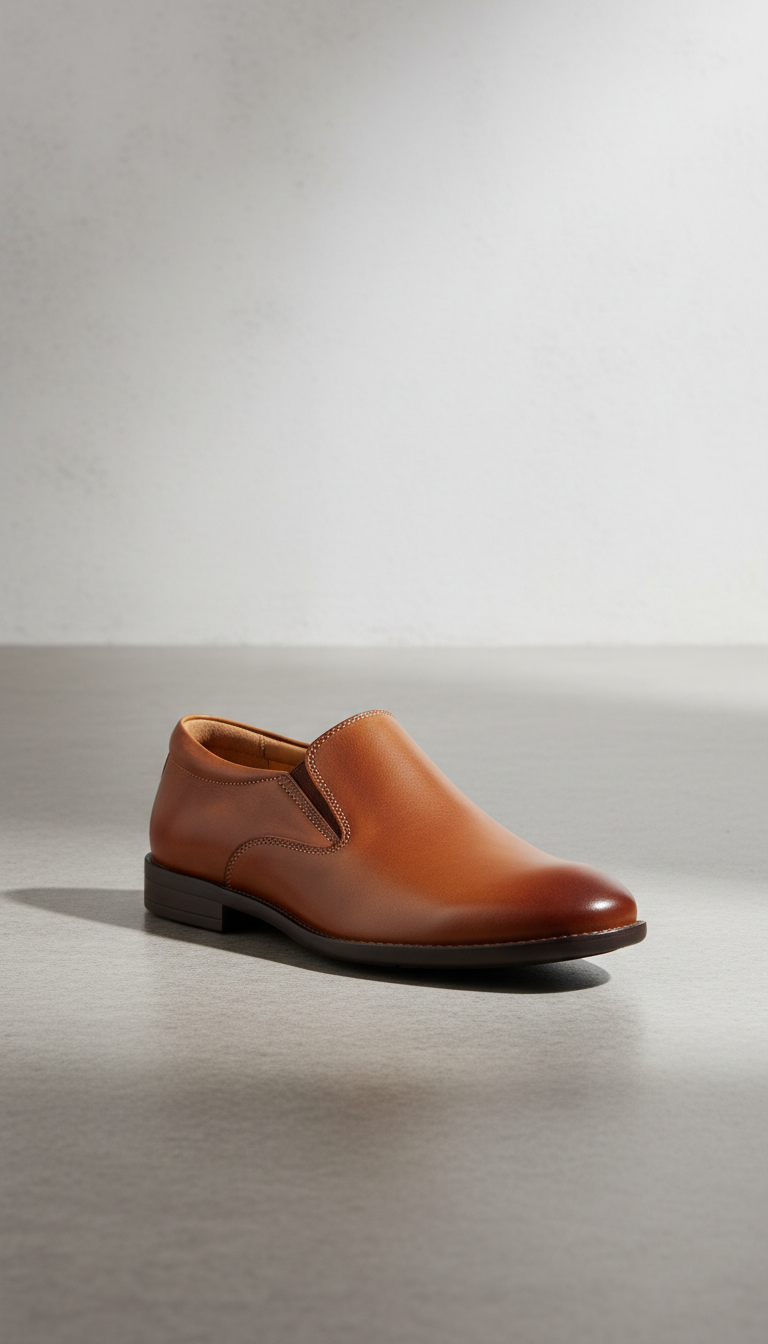 Chestnut leather slip-on shoes