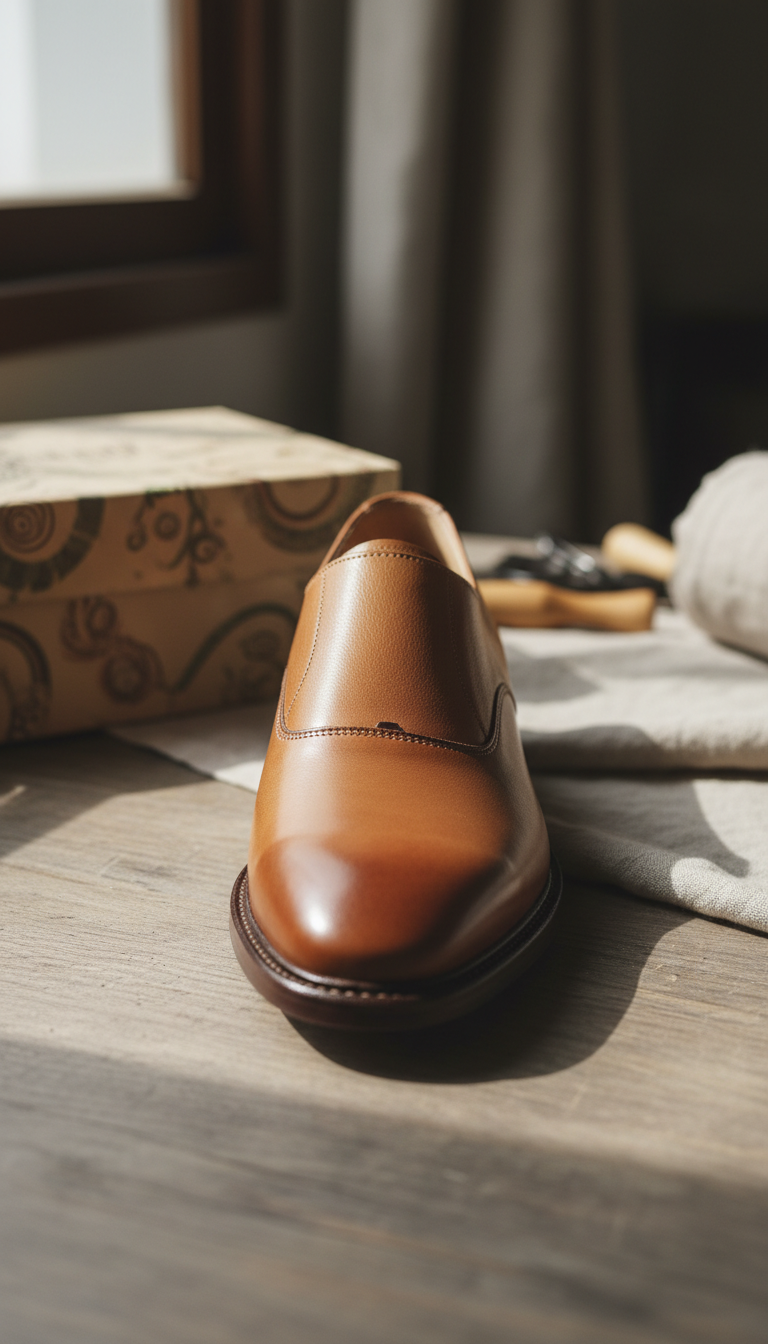 Chestnut Italian leather oxford shoe