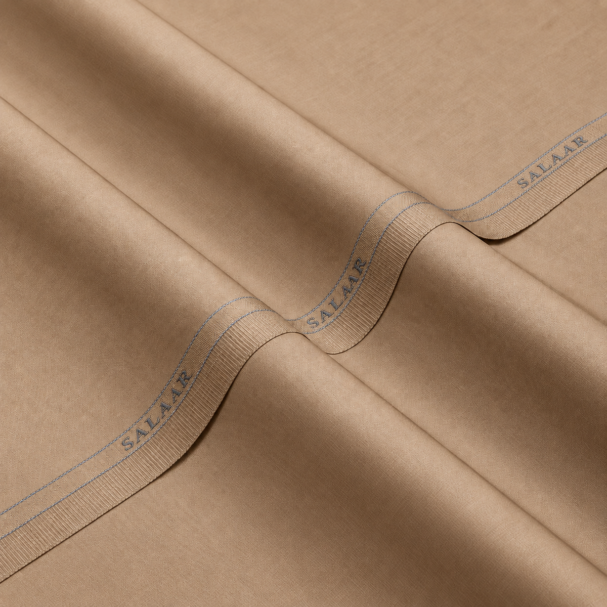 SALAAR Desert Sand Summer Blend fabric with woven SALAAR selvedge border