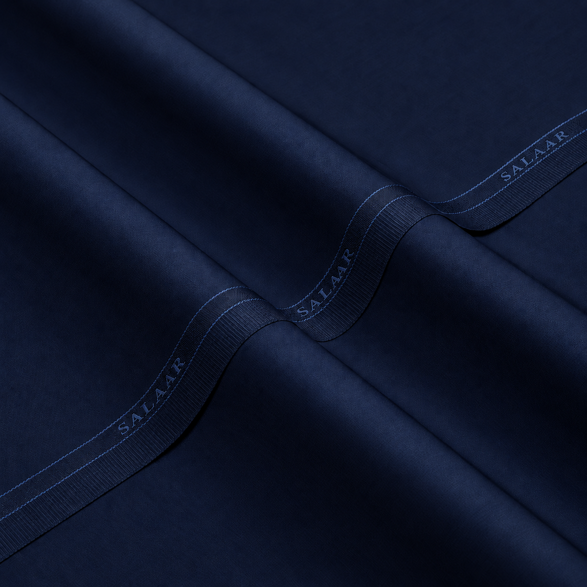 SALAAR Midnight Blue Signature Blend fabric with woven SALAAR selvedge border
