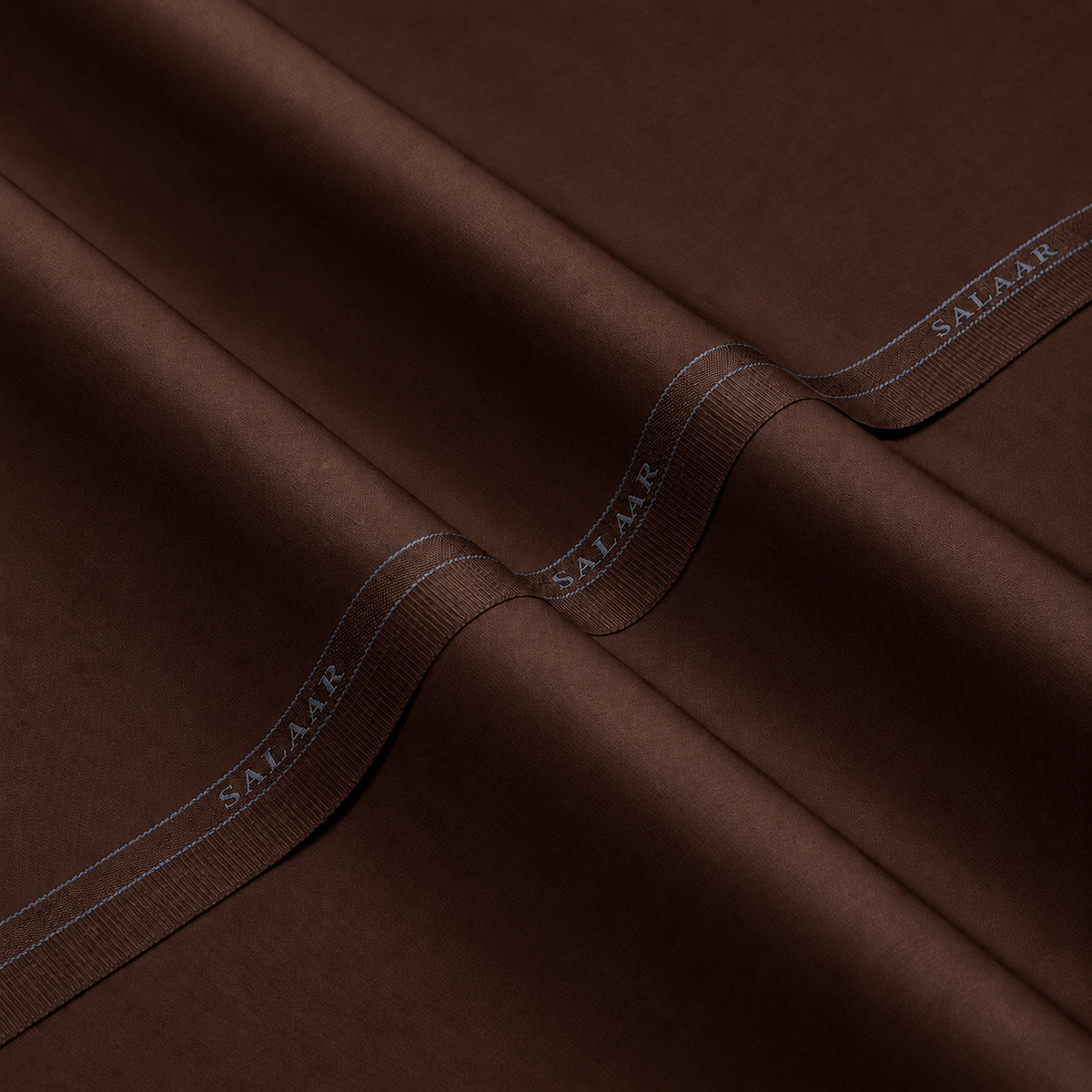 SALAAR Mocha Estate Summer Blend fabric with woven SALAAR selvedge border