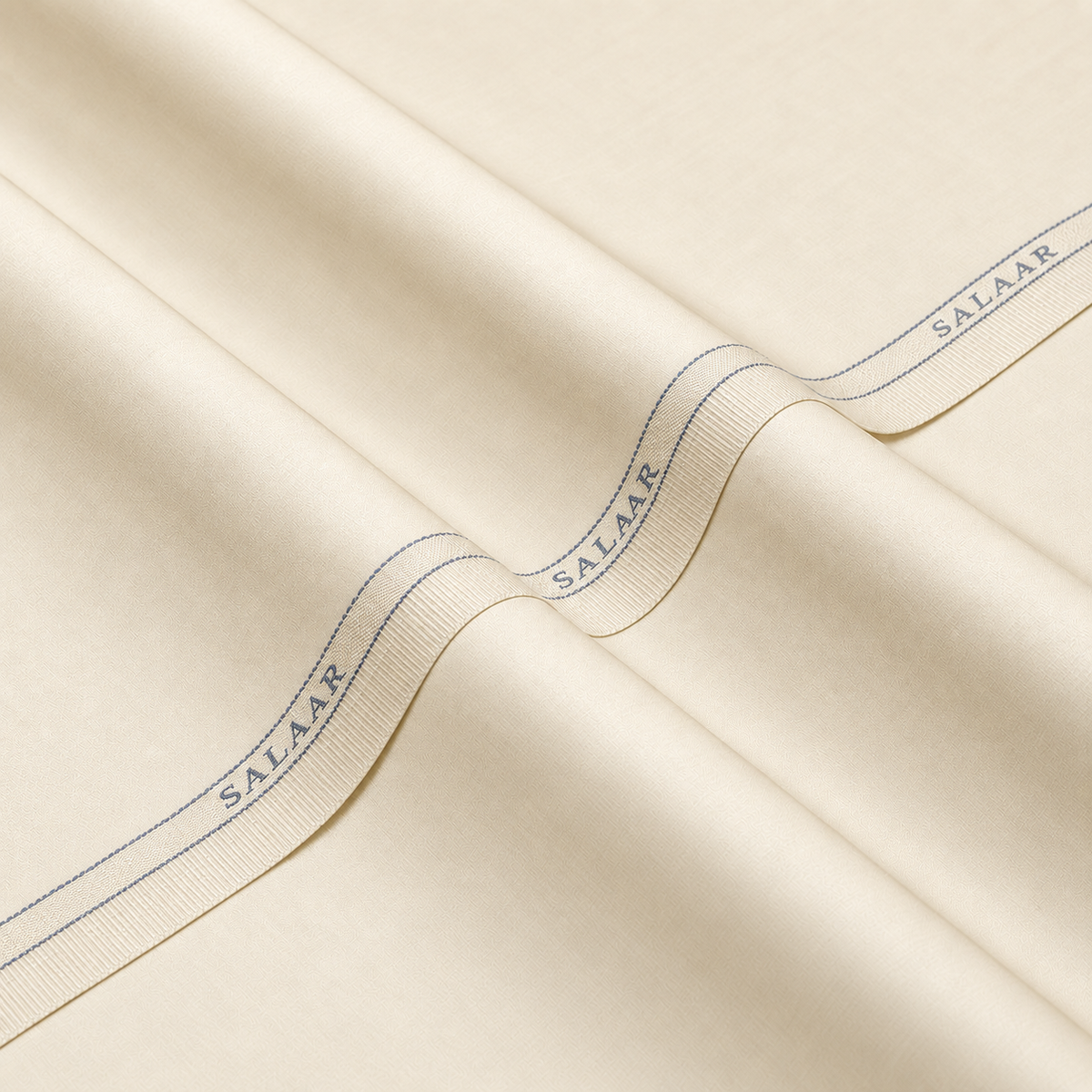 SALAAR Royal Cream Boski fabric with woven SALAAR selvedge border