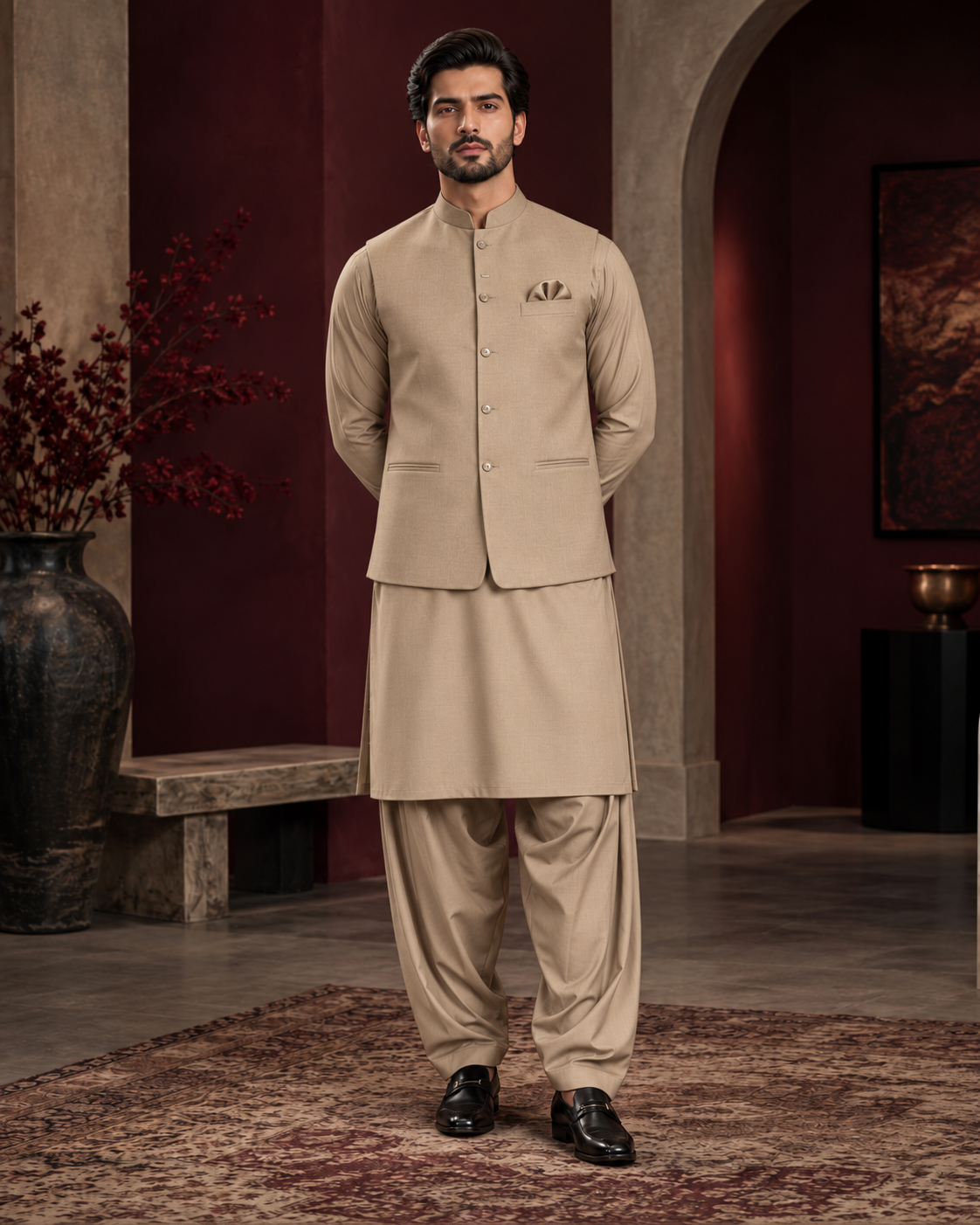 Salaar Desert Cashmere Signature Blend with matching waistcoat