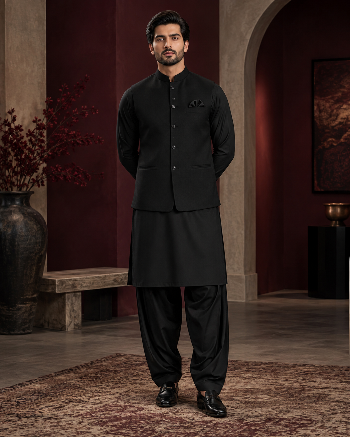 Salaar Obsidian Black Signature Blend with matching waistcoat