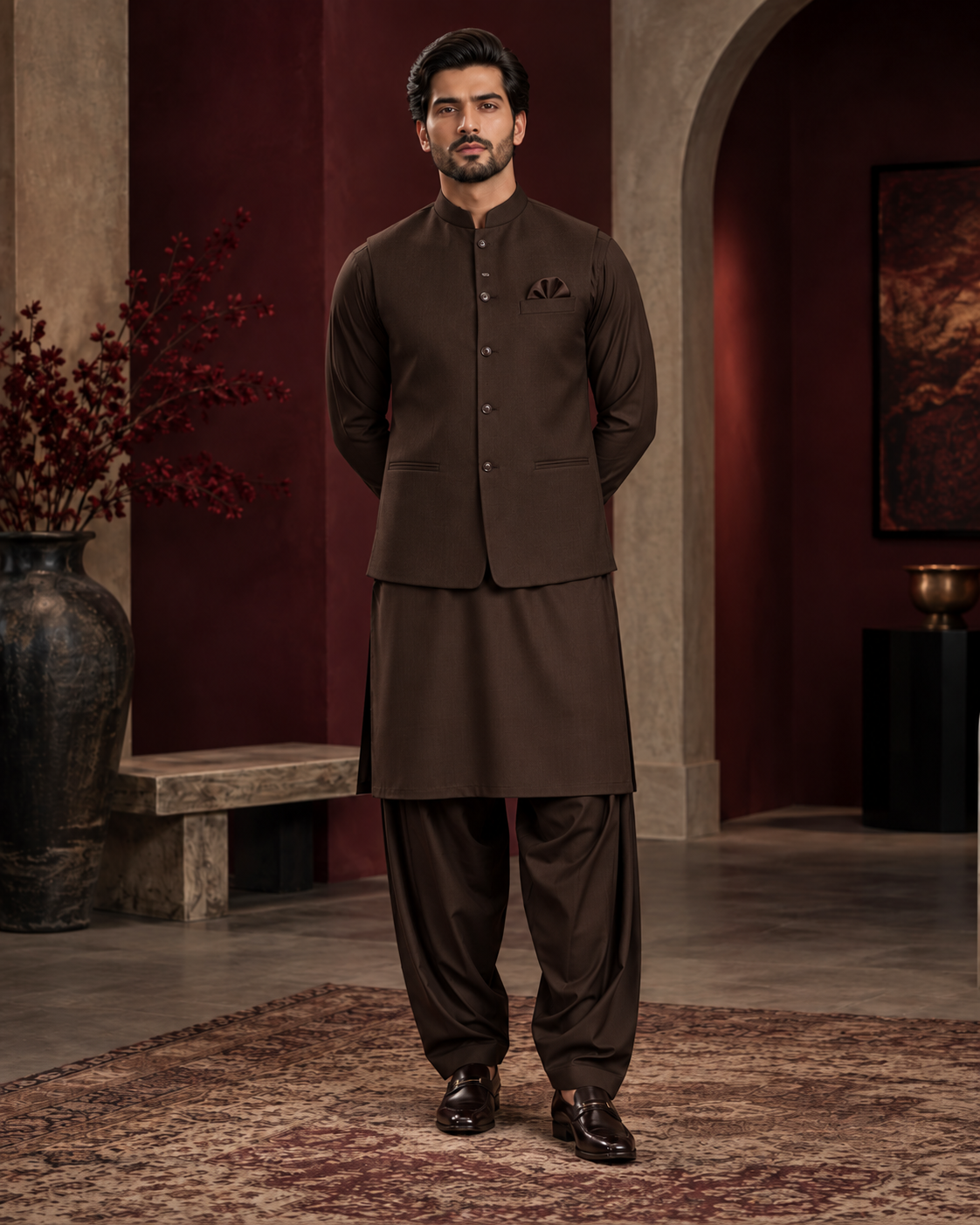Salaar Walnut Estate Signature Blend with matching waistcoat