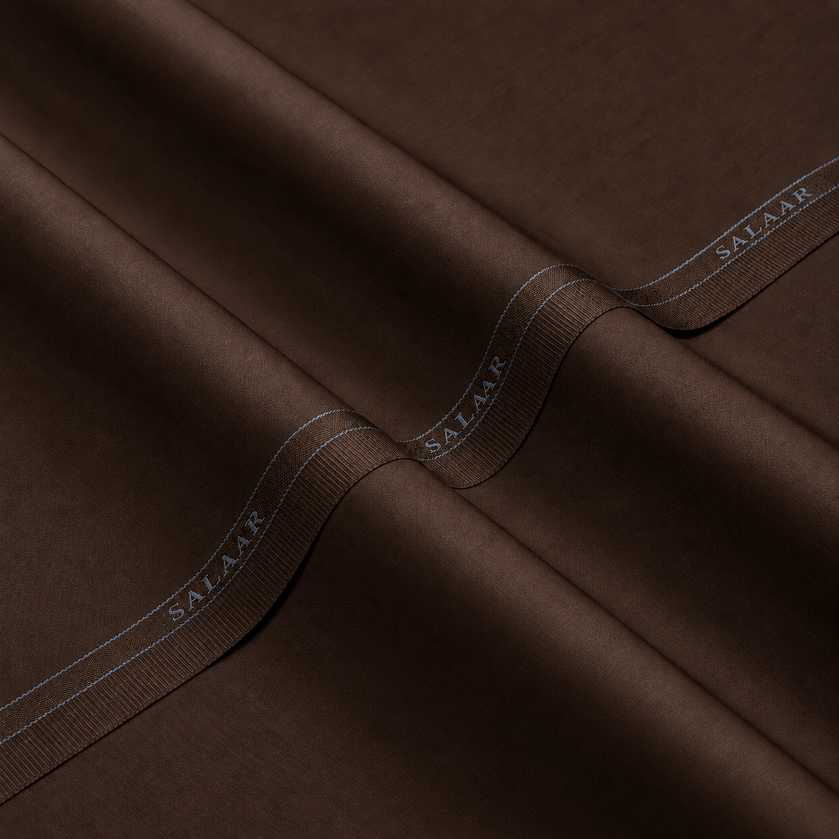 SALAAR Walnut Estate Signature Blend fabric with woven SALAAR selvedge border